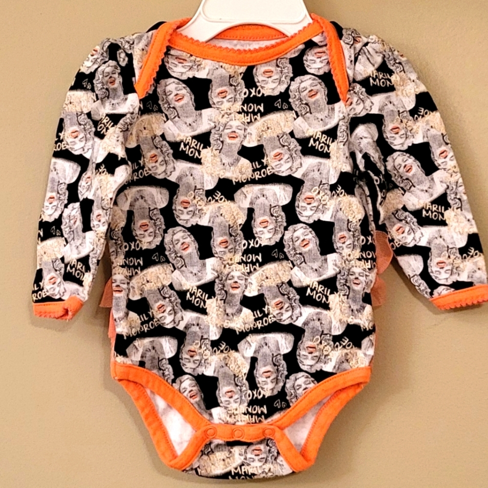 Marilyn Munroe long sleeve onesie/bodysuit with bum ruffles